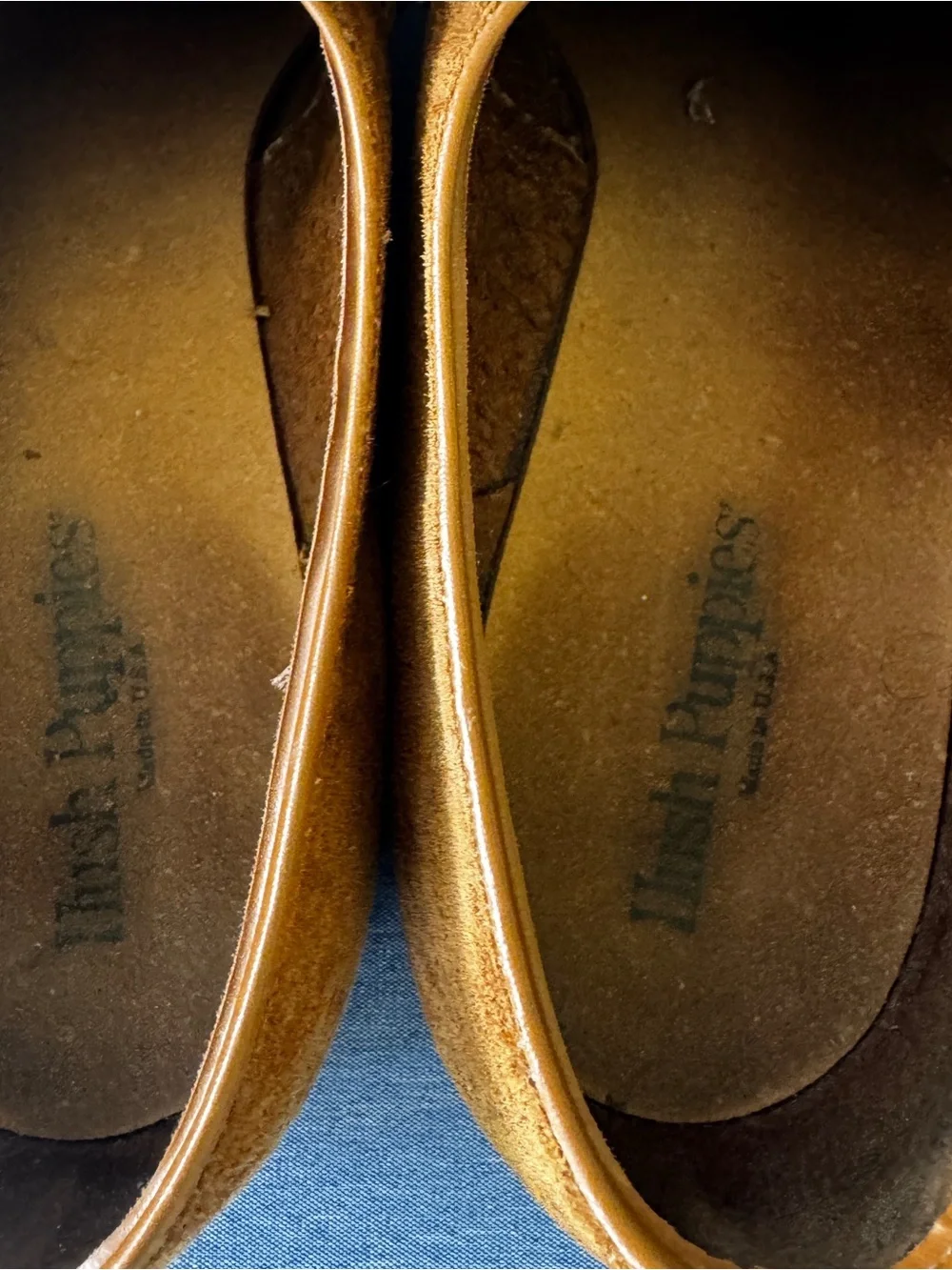 Vintage Hush Puppies Mens Tan Brown Suede Slip On Penny Loafers Made in USA 10.5